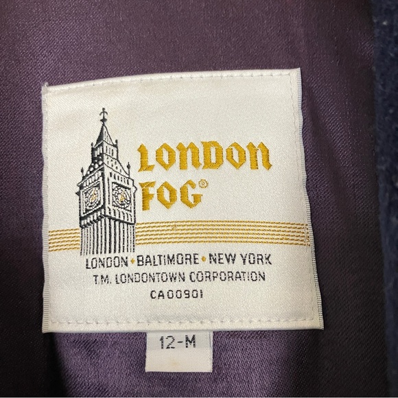 Vintage double breasted pure wool pea coat navy blue London Fog classic chunky - Picture 6 of 9